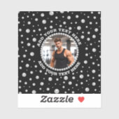 Personalized Photo with Pearls Circle on Black Sticker (Vel)