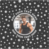 Personalized Photo with Pearls Circle on Black Sticker (Voorkant)