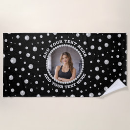 Personalized Photo with Pearls Circle on Black Strandlaken