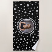 Personalized Photo with Pearls Circle on Black Strandlaken (Voorkant)