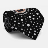 Personalized Photo with Pearls Circle on Black Stropdas (Opgerold)
