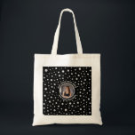 Personalized Photo with Pearls Circle on Black Tote Bag<br><div class="desc">A personalized photo design with Pearls Circle on a black background sprinkled with pearls. Perfect for gifts,  accessories,  and elegant everyday items.
You must know that you get a photo!</div>