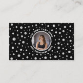 Personalized Photo with Pearls Circle on Black Visitekaartje (Voorkant)