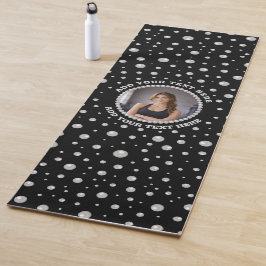 Personalized Photo with Pearls Circle on Black Yogamat