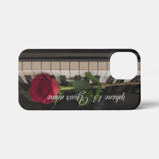 Personalized Piano with a red rose - romantic  iPhone Hoesje (Achterkant horizontaal)