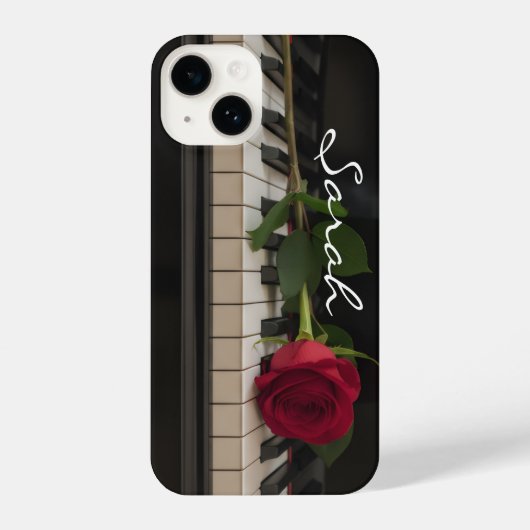 Personalized Piano with a red rose - romantic iPhone Hoesje (Achterkant)