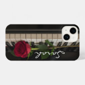 Personalized Piano with a red rose - romantic iPhone Hoesje (Achterkant horizontaal)