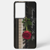 Personalized Piano with a red rose - romantic Samsung Galaxy Hoesje (Achterkant)