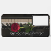 Personalized Piano with a red rose - romantic Samsung Galaxy Hoesje (Achterkant horizontaal)