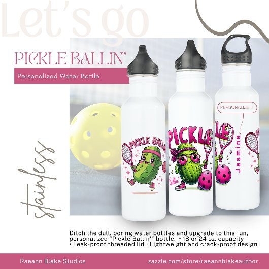 Personalized "Pickle Ballin'" Water Bottle Waterfles