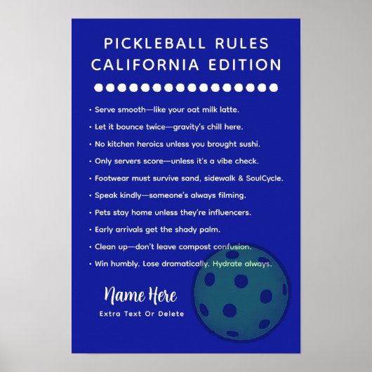 Personalized Pickleball California Edition Poster (Voorkant)