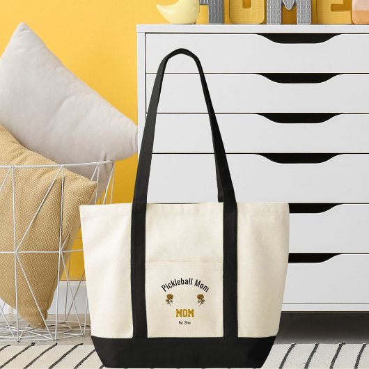 Personalized Pickleball Mom in Elegant Blush Gold Tote Bag
