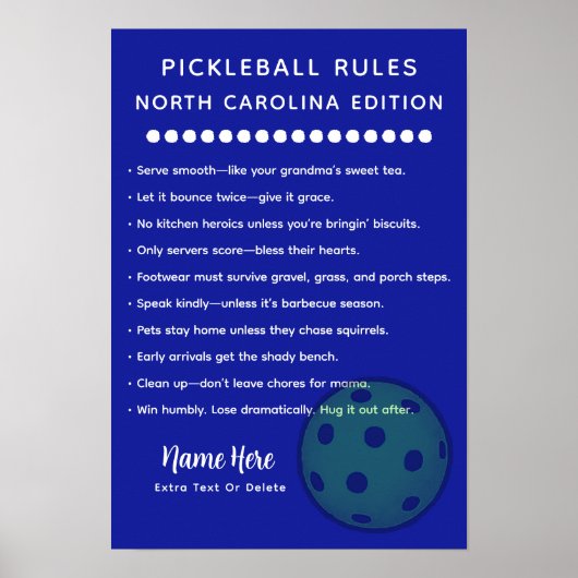 Personalized Pickleball North Carolina Edition Poster (Voorkant)