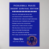 Personalized Pickleball Rules Desert Survival Poster (Voorkant)