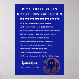 Personalized Pickleball Rules Desert Survival Poster