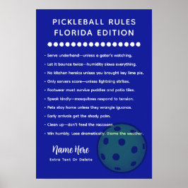 Personalized Pickleball Rules Florida Rules Poster