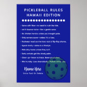 Personalized Pickleball Rules Hawaii Edition Post Poster (Voorkant)