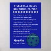Personalized Pickleball Rules Southern Edition Poster (Voorkant)