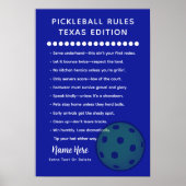 Personalized Pickleball Rules Texas Edition Poster (Voorkant)