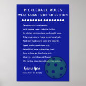 Personalized Pickleball Rules West Coast Surfer Poster (Voorkant)