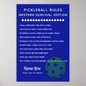 Personalized Pickleball Rules Western Survival Poster (Voorkant)
