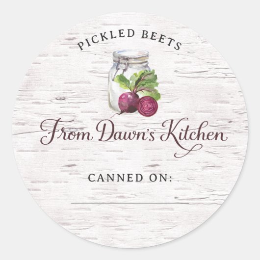 Personalized Pickled Beets Canning Stickers (Voorkant)