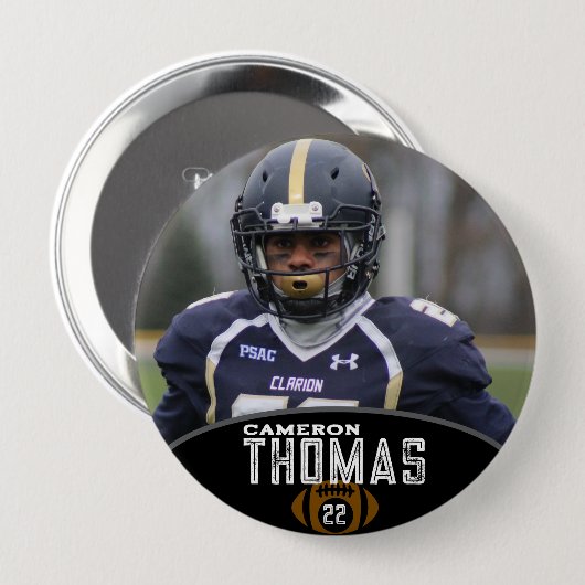 Personalized Picture Football Player Name Number Ronde Button 4,0 Cm (Voorkant /achterkant)