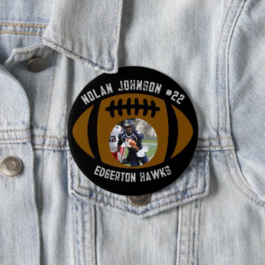 Personalized Picture Football Player School Mascot Ronde Button 4,0 Cm (In situ)