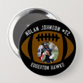 Personalized Picture Football Player School Mascot Ronde Button 4,0 Cm (Voorkant /achterkant)