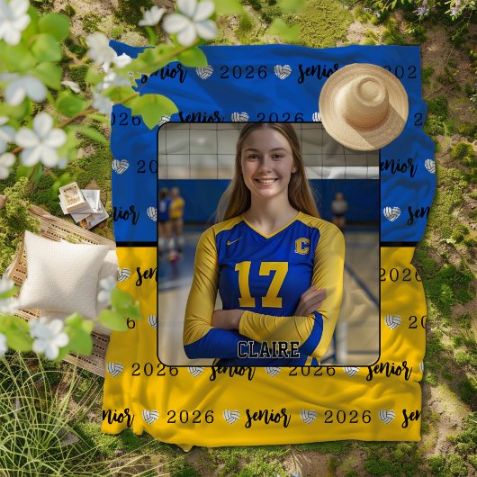 Personalized Picture Volleyball Senior Graduation  Fleece Deken