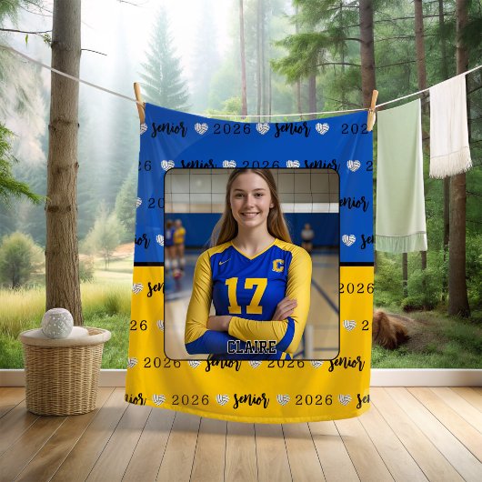 Personalized Picture Volleyball Senior Graduation  Fleece Deken