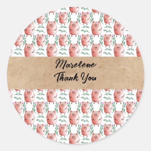 Personalized Pig Sticker – Cute Custom Farm Animal (Voorkant)