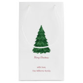 Personalized Pine Tree Merry Christmas Gift Bag Klein Cadeauzakje (Achterkant)