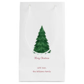 Personalized Pine Tree Merry Christmas Gift Bag Klein Cadeauzakje (Voorkant)