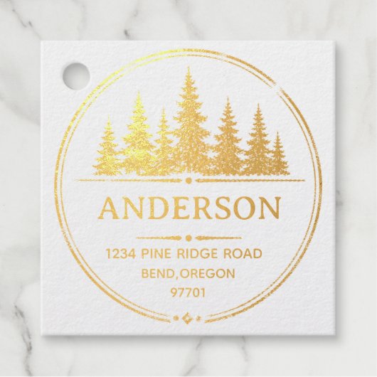 Personalized Pine Trees Return Address family name Bedankjes Labels (Voorkant)