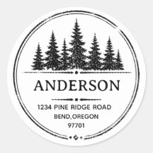 Personalized Pine Trees Return Address family name