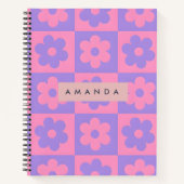 Personalized Pink and Purple Flower Notitieboek (Voorkant)