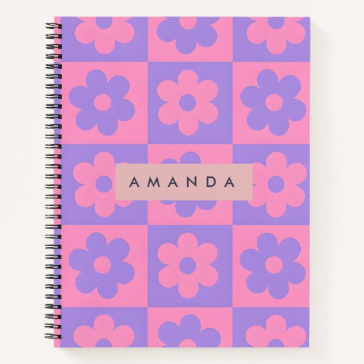 Personalized Pink and Purple Flower  Notitieboek (Voorkant)