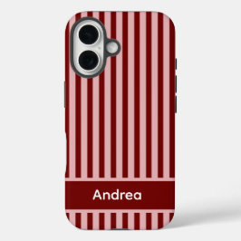 Personalized Pink and Red Stripe  iPhone 16 Hoesje