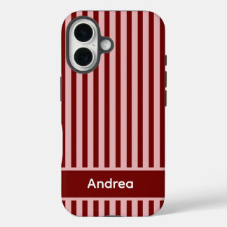 Personalized Pink and Red Stripe  iPhone 16 Hoesje