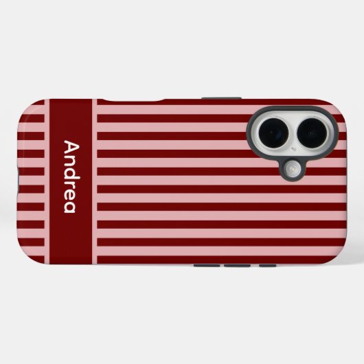 Personalized Pink and Red Stripe  Case-Mate iPhone Case (Achterkant (horizontaal))