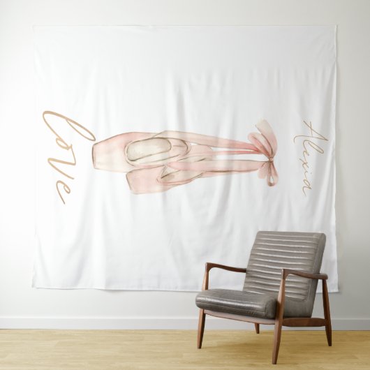 Personalized Pink Ballet Dance Studio Backdrop Wandkleed (In Situ (horizontaal))