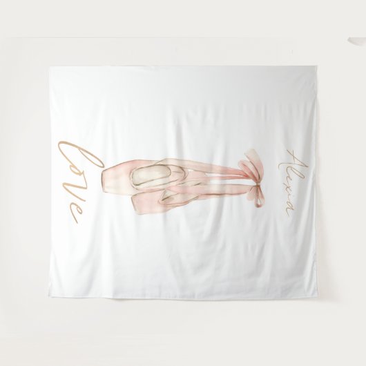 Personalized Pink Ballet Dance Studio Backdrop Wandkleed (Voorkant (horizontaal))