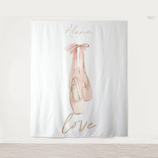 Personalized Pink Ballet Dance Studio Backdrop Wandkleed (Voorkant)