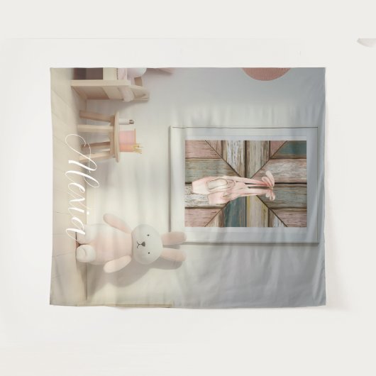 Personalized Pink Ballet Dance Studio Backdrop Wandkleed (Voorkant (horizontaal))