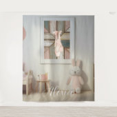 Personalized Pink Ballet Dance Studio Backdrop Wandkleed (Voorkant)