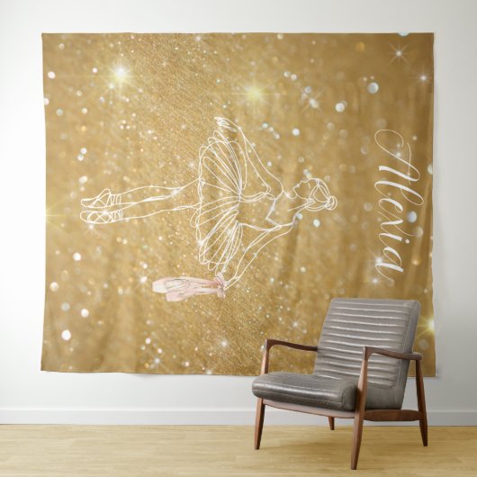 Personalized Pink Ballet Dance Studio Backdrop Wandkleed (In Situ (horizontaal))