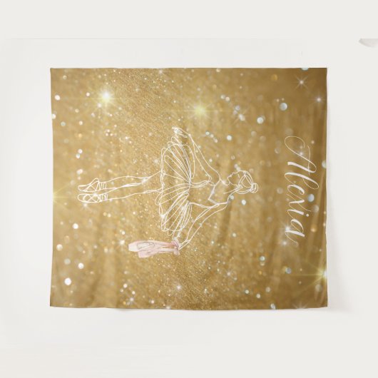 Personalized Pink Ballet Dance Studio Backdrop Wandkleed (Voorkant (horizontaal))