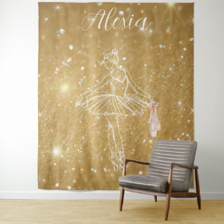 Personalized Pink Ballet Dance Studio Backdrop Wandkleed