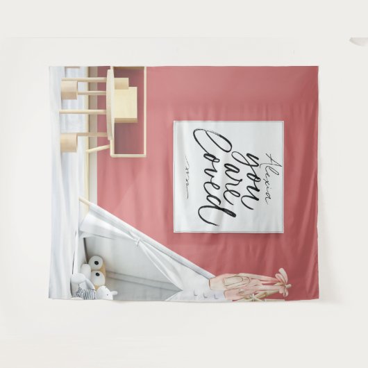 Personalized Pink Ballet Dance Studio Backdrop Wandkleed (Voorkant (horizontaal))